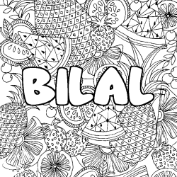 Coloración del nombre BILAL - decorado mandala de frutas