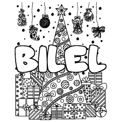 Coloración del nombre BILEL - decorado árbol de Navidad y regalos