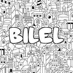 Coloración del nombre BILEL - decorado ciudad