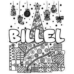 Coloración del nombre BILLEL - decorado árbol de Navidad y regalos