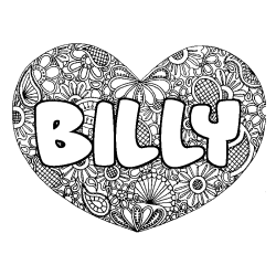 Coloración del nombre BILLY - decorado mandala de corazón