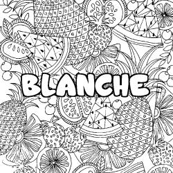 Coloración del nombre BLANCHE - decorado mandala de frutas