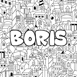 Coloración del nombre BORIS - decorado ciudad