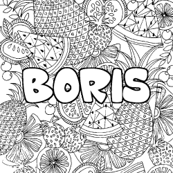 Coloración del nombre BORIS - decorado mandala de frutas