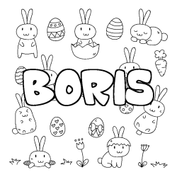 Coloración del nombre BORIS - decorado Pascua