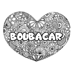 Coloración del nombre BOUBACAR - decorado mandala de corazón