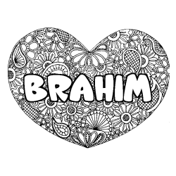 Coloración del nombre BRAHIM - decorado mandala de corazón