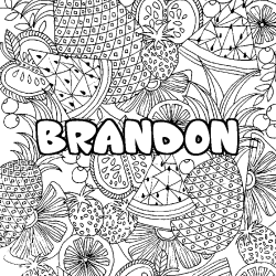 Coloración del nombre BRANDON - decorado mandala de frutas