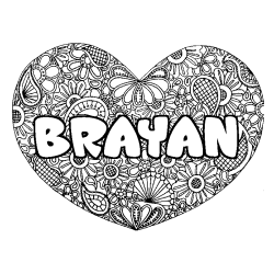 Coloración del nombre BRAYAN - decorado mandala de corazón