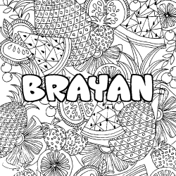 Coloración del nombre BRAYAN - decorado mandala de frutas