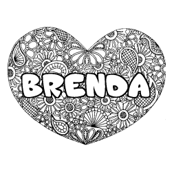 Coloración del nombre BRENDA - decorado mandala de corazón