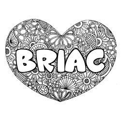 Coloración del nombre BRIAC - decorado mandala de corazón