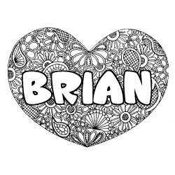 Coloración del nombre BRIAN - decorado mandala de corazón