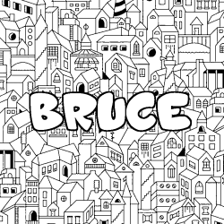 Coloración del nombre BRUCE - decorado ciudad