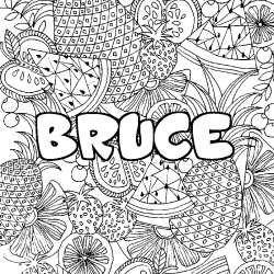 Coloración del nombre BRUCE - decorado mandala de frutas