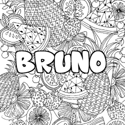 Coloración del nombre BRUNO - decorado mandala de frutas