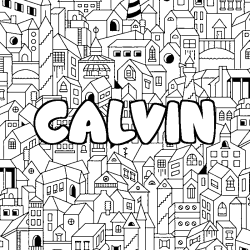 Coloración del nombre CALVIN - decorado ciudad