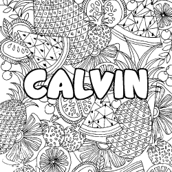 Coloración del nombre CALVIN - decorado mandala de frutas