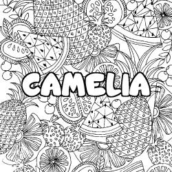 Coloración del nombre CAMELIA - decorado mandala de frutas