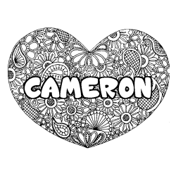 Coloración del nombre CAMERON - decorado mandala de corazón