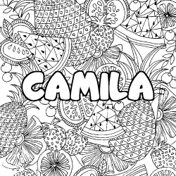 Coloración del nombre CAMILA - decorado mandala de frutas