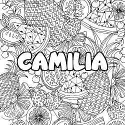 Coloración del nombre CAMILIA - decorado mandala de frutas