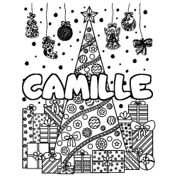 Coloración del nombre CAMILLE - decorado árbol de Navidad y regalos