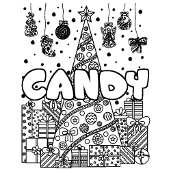 Coloración del nombre CANDY - decorado árbol de Navidad y regalos