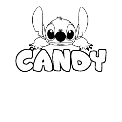 Coloración del nombre CANDY - decorado Stitch