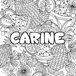 Coloración del nombre CARINE - decorado mandala de frutas