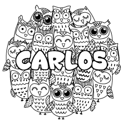 Coloración del nombre CARLOS - decorado búhos