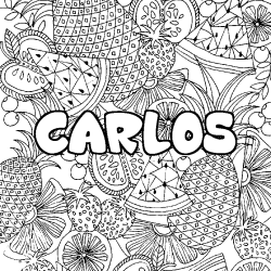 Coloración del nombre CARLOS - decorado mandala de frutas