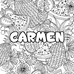 Coloración del nombre CARMEN - decorado mandala de frutas