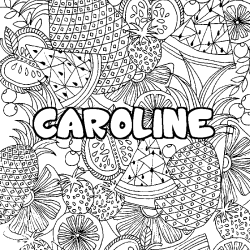 Coloración del nombre CAROLINE - decorado mandala de frutas