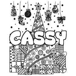 Coloración del nombre CASSY - decorado árbol de Navidad y regalos