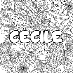 Coloración del nombre CÉCILE - decorado mandala de frutas