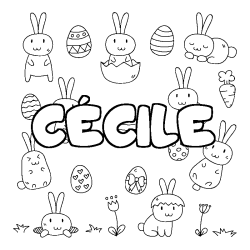 Coloración del nombre CÉCILE - decorado Pascua