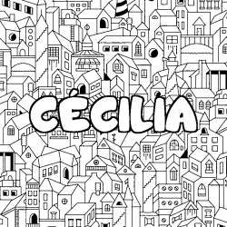 Coloración del nombre CÉCILIA - decorado ciudad