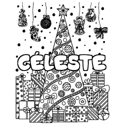 Coloración del nombre CÉLESTE - decorado árbol de Navidad y regalos