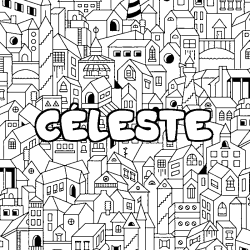 Coloración del nombre CÉLESTE - decorado ciudad