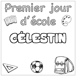 Coloración del nombre CÉLESTIN - decorado primer día de escuela