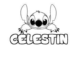 Coloración del nombre CÉLESTIN - decorado Stitch