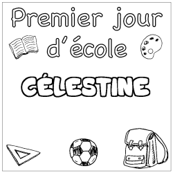 Coloración del nombre CÉLESTINE - decorado primer día de escuela