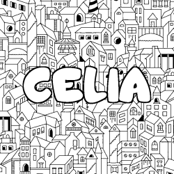 Coloración del nombre CELIA - decorado ciudad