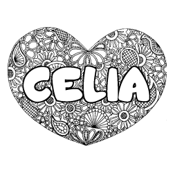 Coloración del nombre CELIA - decorado mandala de corazón