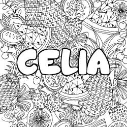 Coloración del nombre CELIA - decorado mandala de frutas