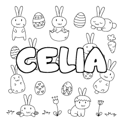 Coloración del nombre CELIA - decorado Pascua