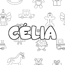 Coloración del nombre CÉLIA - decorado juguetes