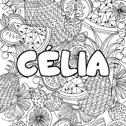 Coloración del nombre CÉLIA - decorado mandala de frutas