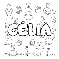 Coloración del nombre CÉLIA - decorado Pascua